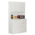 Basicwise Wooden Kitchen Pantry Storage Cabinet with Drawer, Doors and Shelves, White QI004411L